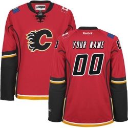 Women's Reebok Calgary Flames Customized Premier Red Home NHL Jersey