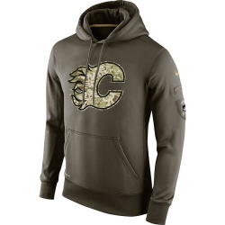 NHL Calgary Flames Nike Olive Salute To Service KO Performance Hoodie