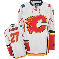 Dougie Hamilton Reebok Calgary Flames Authentic White Away NHL Jersey