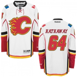 Garnet Hathaway Youth Reebok Calgary Flames Authentic White Away Jersey