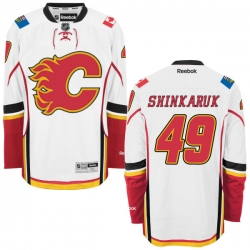 Hunter Shinkaruk Reebok Calgary Flames Premier White Away Jersey