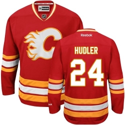 Jiri Hudler Reebok Calgary Flames Authentic Red Third NHL Jersey