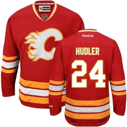 Jiri Hudler Reebok Calgary Flames Premier Red Third NHL Jersey