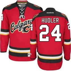 Jiri Hudler Reebok Calgary Flames Authentic Red New Third NHL Jersey
