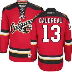 Johnny Gaudreau Reebok Calgary Flames Authentic Red New Third NHL Jersey