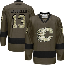 Johnny Gaudreau Reebok Calgary Flames Authentic Green Salute to Service NHL Jersey