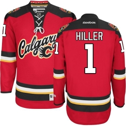 Jonas Hiller Reebok Calgary Flames Authentic Red New Third NHL Jersey