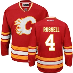 Kris Russell Reebok Calgary Flames Authentic Red Third NHL Jersey