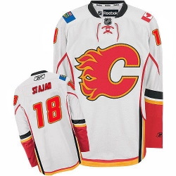 Matt Stajan Reebok Calgary Flames Premier White Away NHL Jersey