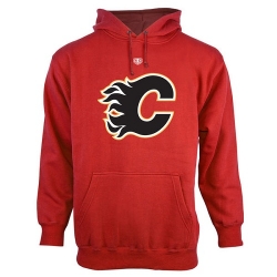 NHL Calgary Flames Old Time Hockey Big Logo with Crest Pullover Hoodie - Red