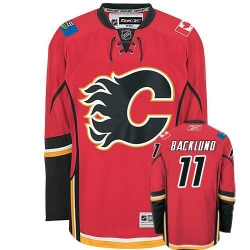 Mikael Backlund Reebok Calgary Flames Authentic Red Home NHL Jersey