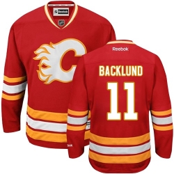 Mikael Backlund Reebok Calgary Flames Premier Red Third NHL Jersey