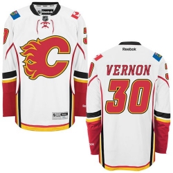 Mike Vernon Reebok Calgary Flames Authentic White Away NHL Jersey