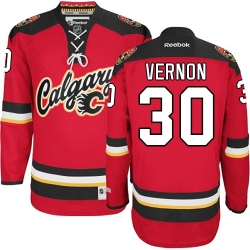 Mike Vernon Reebok Calgary Flames Authentic Red New Third NHL Jersey