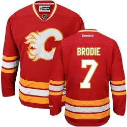 TJ Brodie Reebok Calgary Flames Premier Red Third NHL Jersey