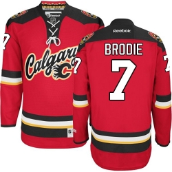 TJ Brodie Reebok Calgary Flames Premier Red New Third NHL Jersey