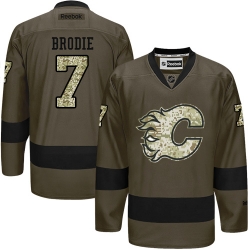 TJ Brodie Reebok Calgary Flames Authentic Green Salute to Service NHL Jersey