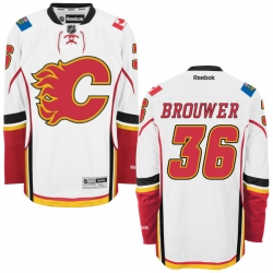 Troy Brouwer Reebok Calgary Flames Authentic White Away Jersey
