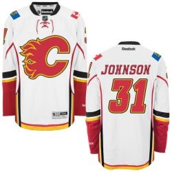 Chad Johnson Reebok Calgary Flames Premier White Away Jersey