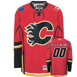 Reebok Calgary Flames Customized Authentic Red Home NHL Jersey