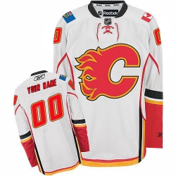 Reebok Calgary Flames Customized Premier White Away NHL Jersey