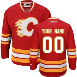 Reebok Calgary Flames Customized Authentic Red Third NHL Jersey