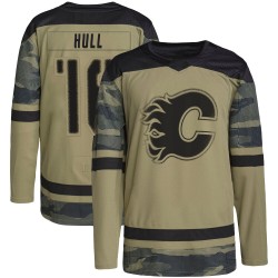 Brett Hull Men's Calgary Flames Authentic Camo Military Appreciation Practice Jersey
