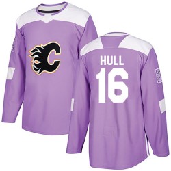 Brett Hull Youth Calgary Flames Authentic Purple Fights Cancer Practice Jersey