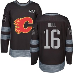 Brett Hull Youth Calgary Flames Authentic Black 1917-2017 100th Anniversary Jersey
