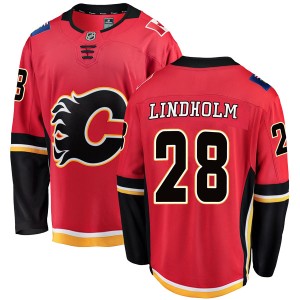 Elias Lindholm Youth Fanatics Branded Calgary Flames Breakaway Red Home Jersey