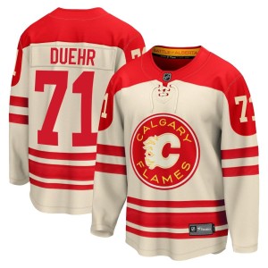 Walker Duehr Men's Fanatics Branded Calgary Flames Premier Cream Breakaway 2023 Heritage Classic Jersey
