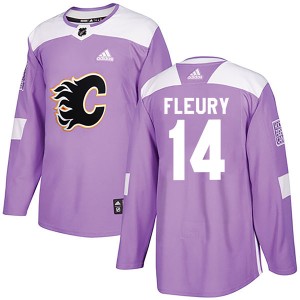 Theoren Fleury Men's Adidas Calgary Flames Authentic Purple Fights Cancer Practice Jersey