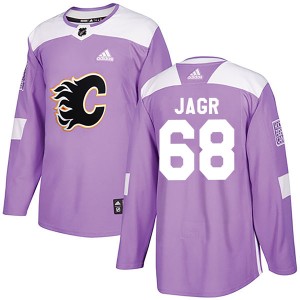 Jaromir Jagr Men's Adidas Calgary Flames Authentic Purple Fights Cancer Practice Jersey