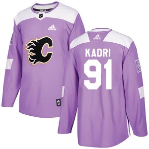 Nazem Kadri Men's Adidas Calgary Flames Authentic Purple Fights Cancer Practice Jersey