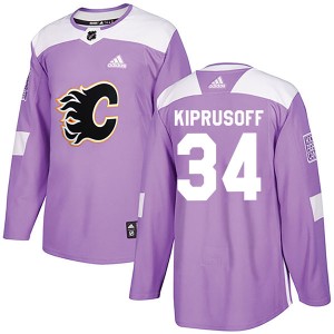Miikka Kiprusoff Men's Adidas Calgary Flames Authentic Purple Fights Cancer Practice Jersey