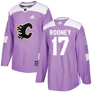 Kevin Rooney Men's Adidas Calgary Flames Authentic Purple Fights Cancer Practice Jersey