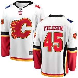 Alexander Yelesin Youth Fanatics Branded Calgary Flames Breakaway White Away Jersey