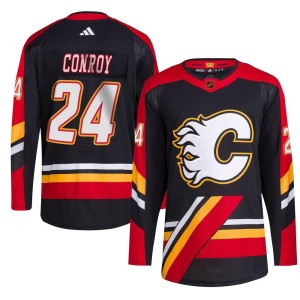Craig Conroy Men's Adidas Calgary Flames Authentic Black Reverse Retro 2.0 Jersey