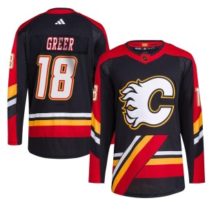 A.J. Greer Men's Adidas Calgary Flames Authentic Black Reverse Retro 2.0 Jersey