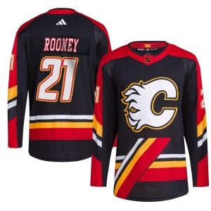 Kevin Rooney Men's Adidas Calgary Flames Authentic Black Reverse Retro 2.0 Jersey