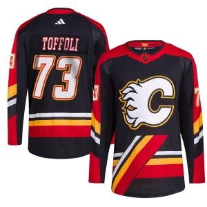 Tyler Toffoli Men's Adidas Calgary Flames Authentic Black Reverse Retro 2.0 Jersey