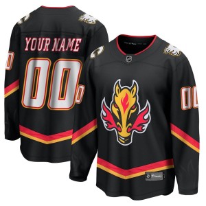 Custom Men's Fanatics Branded Calgary Flames Premier Black Custom Breakaway 2022/23 Alternate Jersey