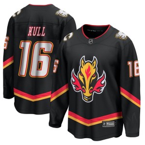 Brett Hull Men's Fanatics Branded Calgary Flames Premier Black Breakaway 2022/23 Alternate Jersey