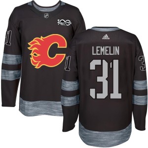 Rejean Lemelin Youth Calgary Flames Authentic Black 1917-2017 100th Anniversary Jersey