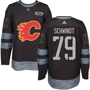 Cole Schwindt Youth Calgary Flames Authentic Black 1917-2017 100th Anniversary Jersey
