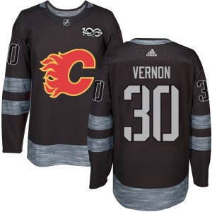 Mike Vernon Youth Calgary Flames Authentic Black 1917-2017 100th Anniversary Jersey