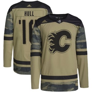 Brett Hull Youth Adidas Calgary Flames Authentic Camo Military Appreciation Practice Jersey