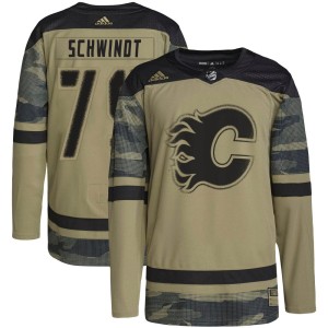 Cole Schwindt Youth Adidas Calgary Flames Authentic Camo Military Appreciation Practice Jersey