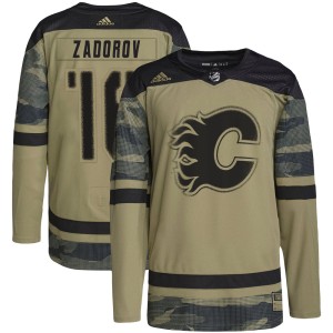 Nikita Zadorov Youth Adidas Calgary Flames Authentic Camo Military Appreciation Practice Jersey