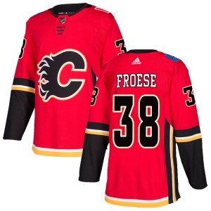 Byron Froese Men's Adidas Calgary Flames Authentic Red ized Home Jersey